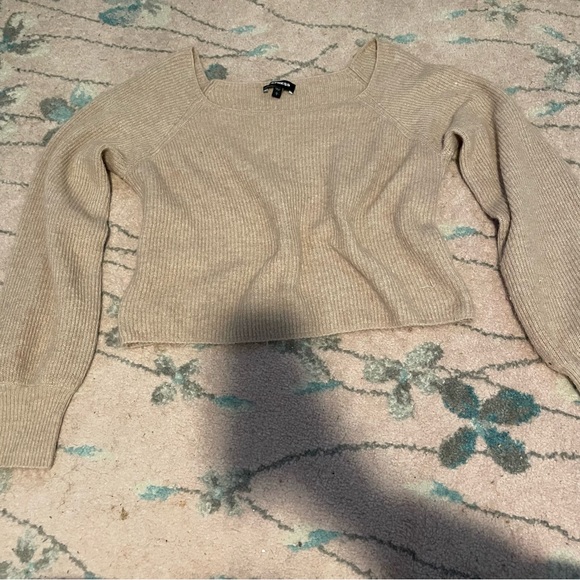 Express Cream and tan sweater with a slight flare at the bottom of sleeve - Picture 2 of 6